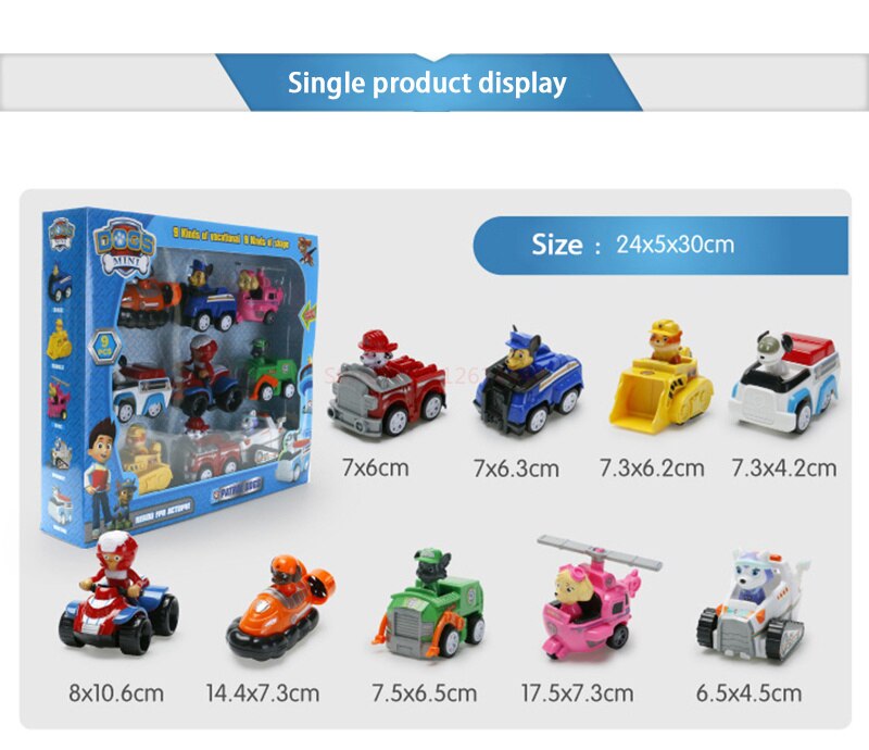 Pack de 9 Jouets Pat Patrouille
